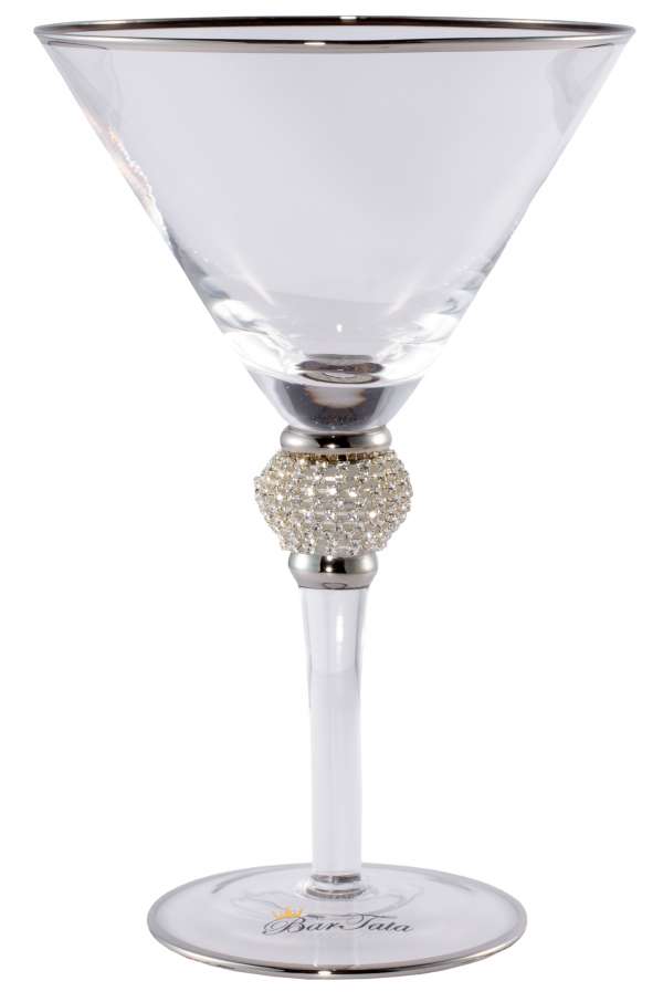 BarTata Star Rhinestone Crystal Ball Martini Glass